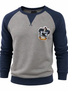 Ravenclaw Harry Potter Crewneck Sweater in Gray and Navy with Crest Patch